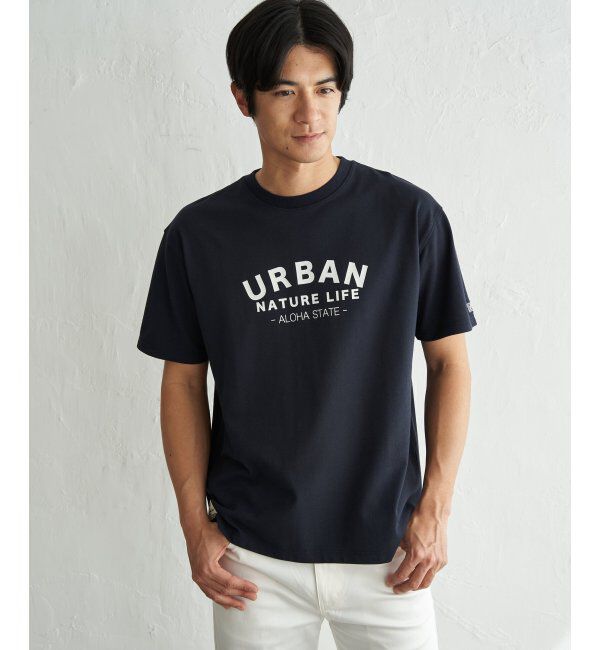 ikka「URBAN NATURE LIFE アーバンネイチャーライフ 鹿の子フロッキープリントTシャツ」|Tシャツ・カットソー|
