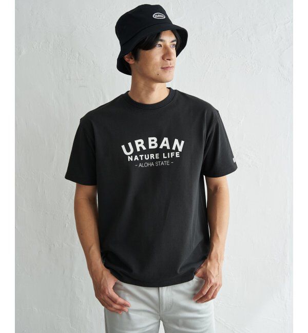 ikka「URBAN NATURE LIFE アーバンネイチャーライフ 鹿の子フロッキープリントTシャツ」|Tシャツ・カットソー|ブラック