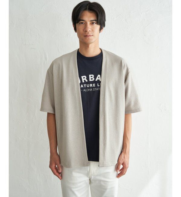 ikka「冷感DRY鹿の子5分袖カーディガン」|カーディガン|