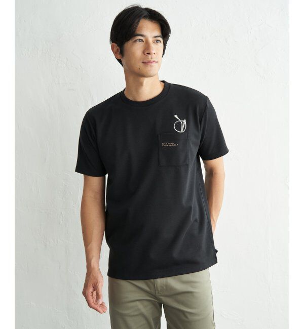 ikka「冷感ポンチメガネ刺繍ポケT」|Tシャツ・カットソー|