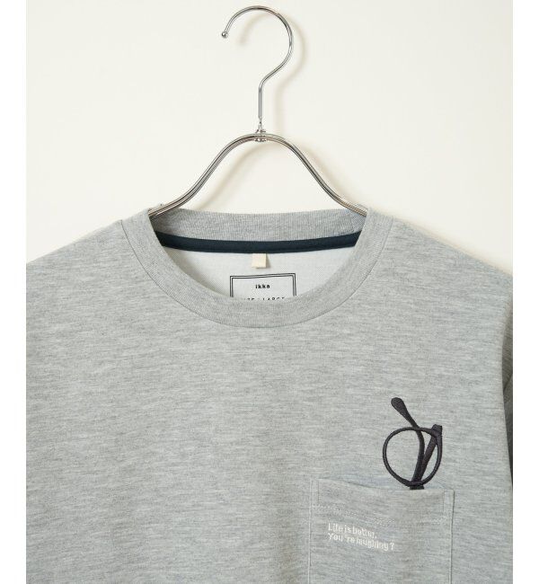 ikka「冷感ポンチメガネ刺繍ポケT」|Tシャツ・カットソー|