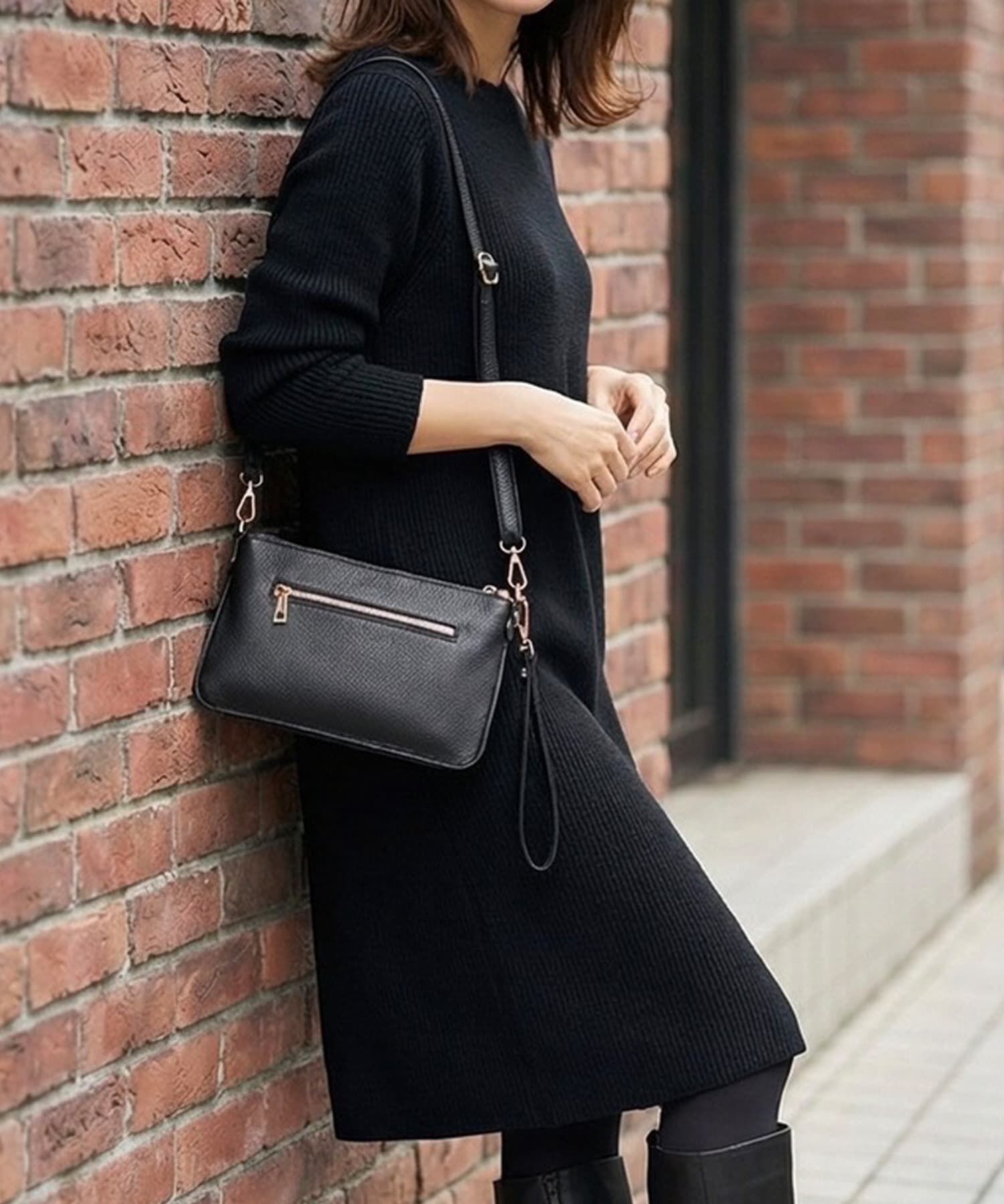 STYLE DELI「【DELI by】リアルレザー2WAYミニショルダー＆クラッチバッグ」|ショルダー・メッセンジャー|ブラック