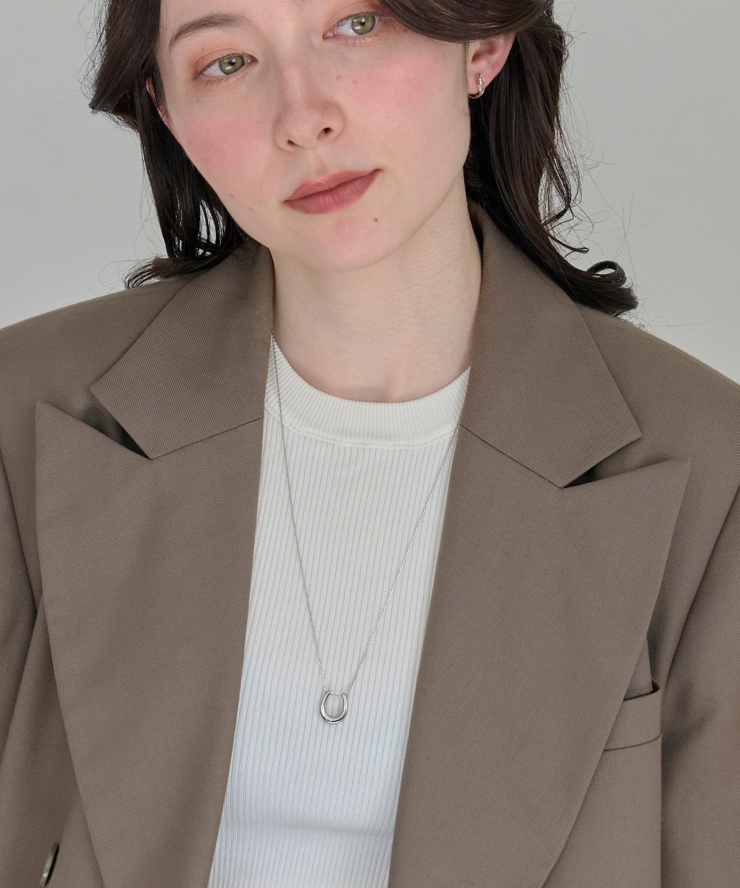 Phoebe「【金属アレルギー対応】メタリックホースシューネックレス　シルバー　ステンレス/馬蹄/蹄鉄/ギフト」|ネックレス|