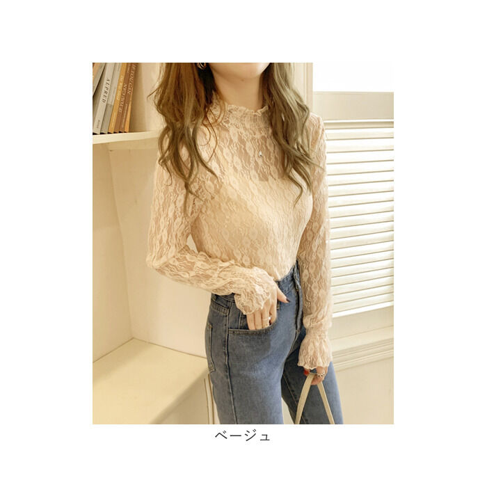 BACKYARD FAMILY「シースルー ブラウス 通販 シースルーブラウス 長袖ブラウス レースブラウスレディース レディース」|シャツ・ブラウス|