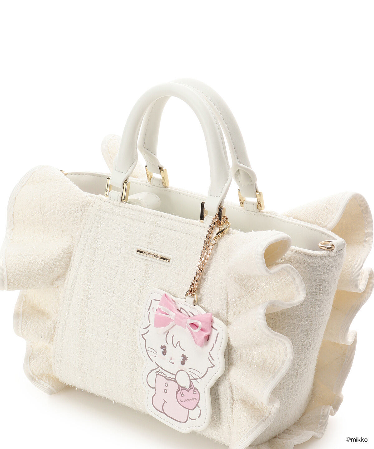 Samantha Vega「Lil ala mode&times;SAMANTHAVEGAコレクション ツイードフリルハンドバッグ」|ハンドバッグ|