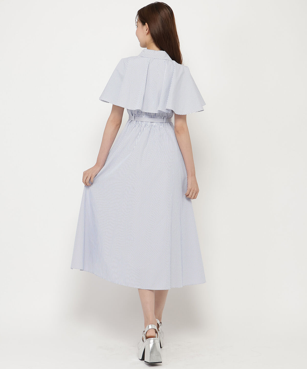 REDYAZEL「ケープフレアストライプワンピース」|ワンピース|