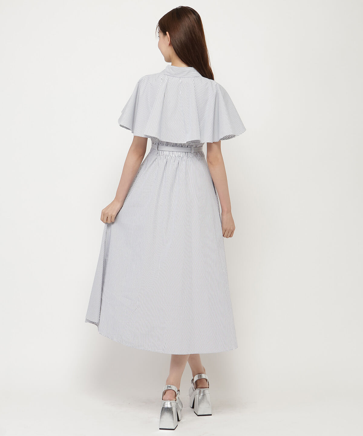 REDYAZEL「ケープフレアストライプワンピース」|ワンピース|