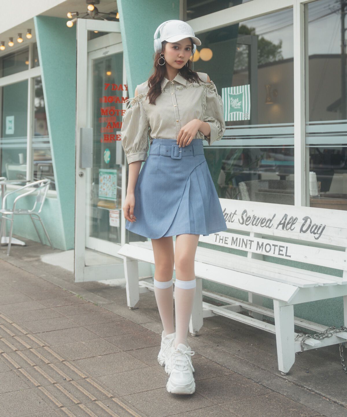 REDYAZEL「ラップデザインアシメプリーツミニスカート」|フレア|