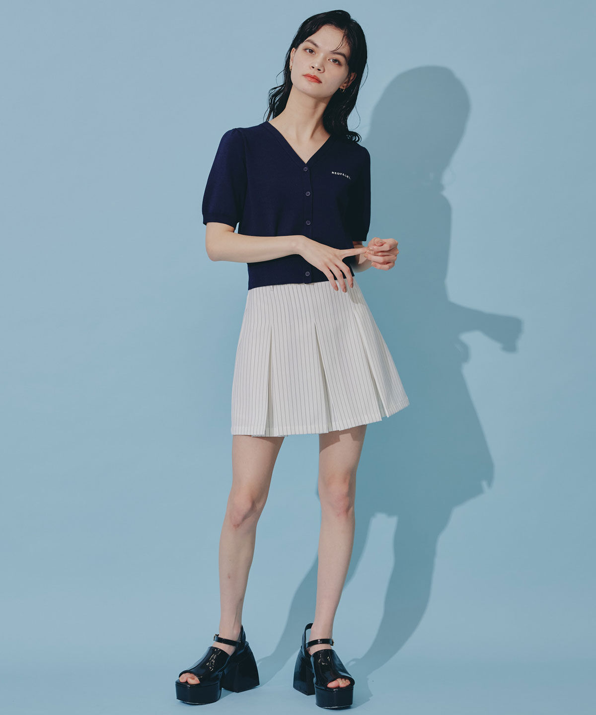 REDYAZEL「ロゴVネックショートスリーブカーディガン」|カーディガン|