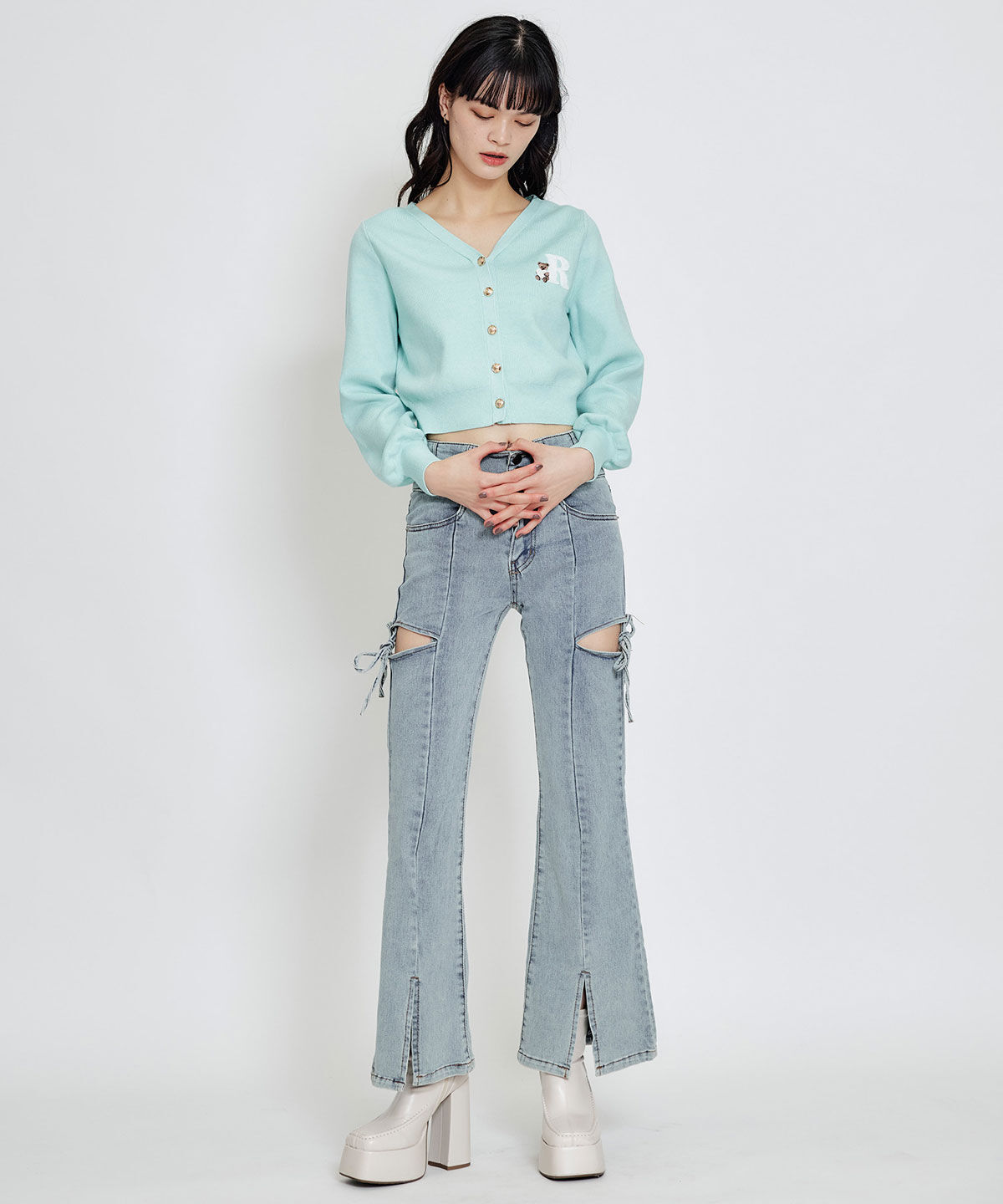 REDYAZEL「AzelyハートVネックカーディガン」|カーディガン|