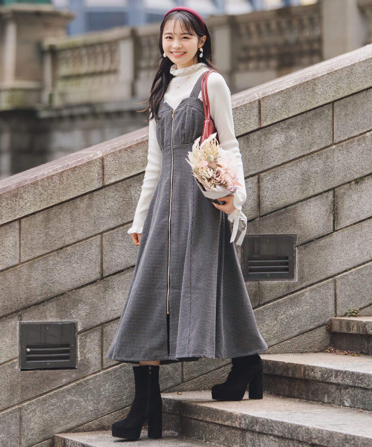 WILLSELECTION「ZIPデザインフレアジャンスカ」|ワンピース|