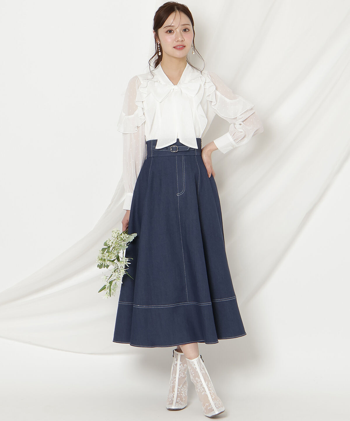 WILLSELECTION「ベルトデザインフレアデニムスカート」|スカート|