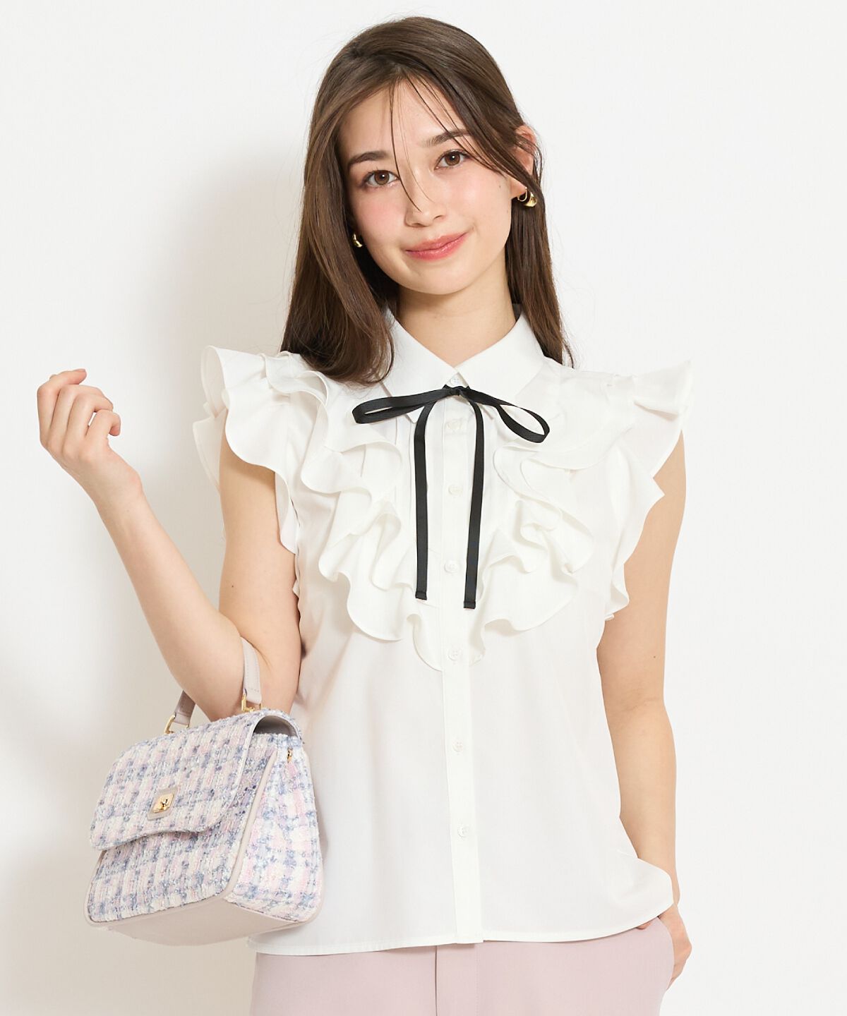 WILLSELECTION「ラッフルフリルノースリーブブラウス」|シャツ・ブラウス|オフ