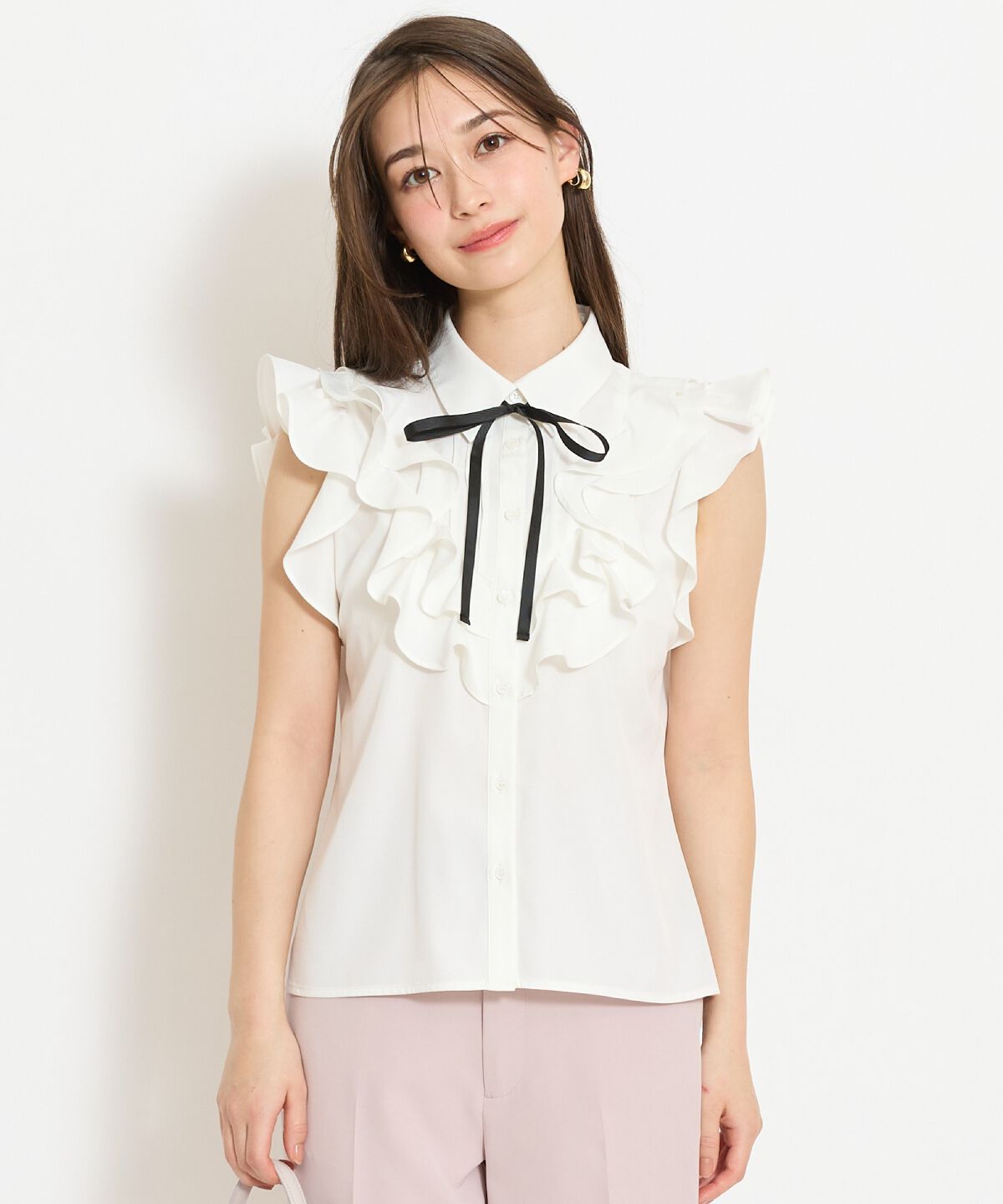 WILLSELECTION「ラッフルフリルノースリーブブラウス」|シャツ・ブラウス|