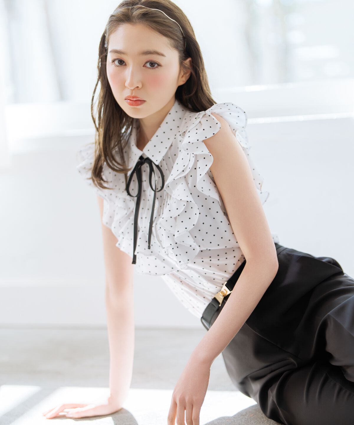 WILLSELECTION「ラッフルフリルノースリーブブラウス」|シャツ・ブラウス|