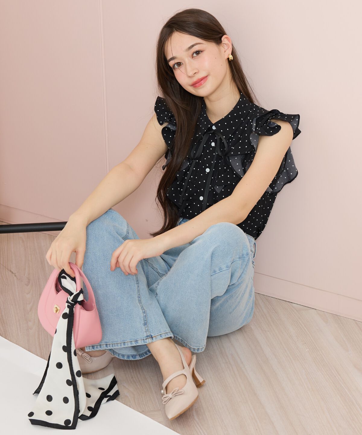 WILLSELECTION「ラッフルフリルノースリーブブラウス」|シャツ・ブラウス|