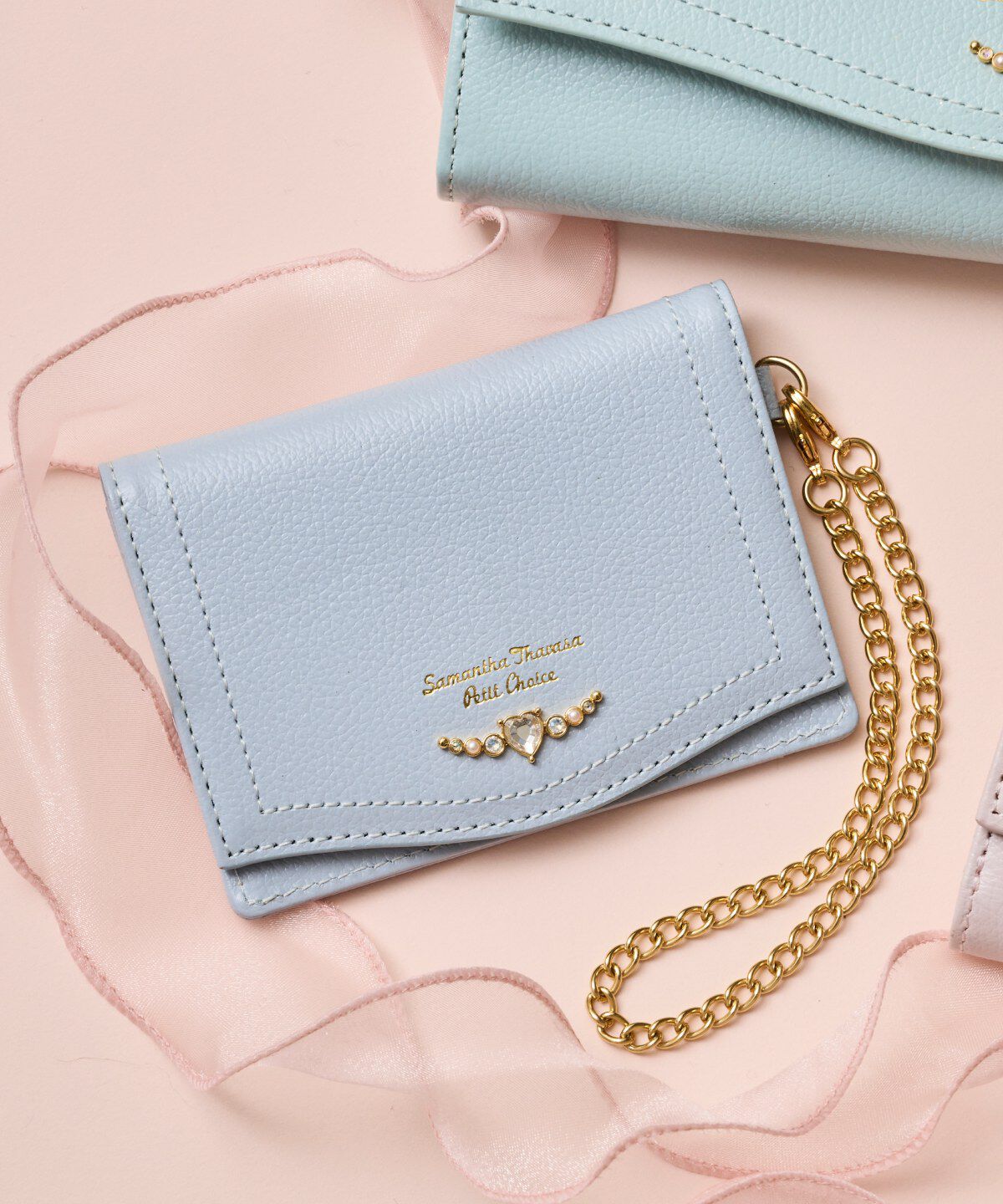 Samantha Thavasa Petit Choice「クリアハートビジュー パスケース」|定期入れ|