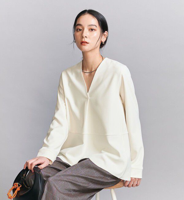BEAUTY&YOUTH UNITED ARROWS「【WEB限定 Wardrobe DAILY MINIMAL】ペプラム Vネックプルオーバーカットソー」|Tシャツ・カットソー|