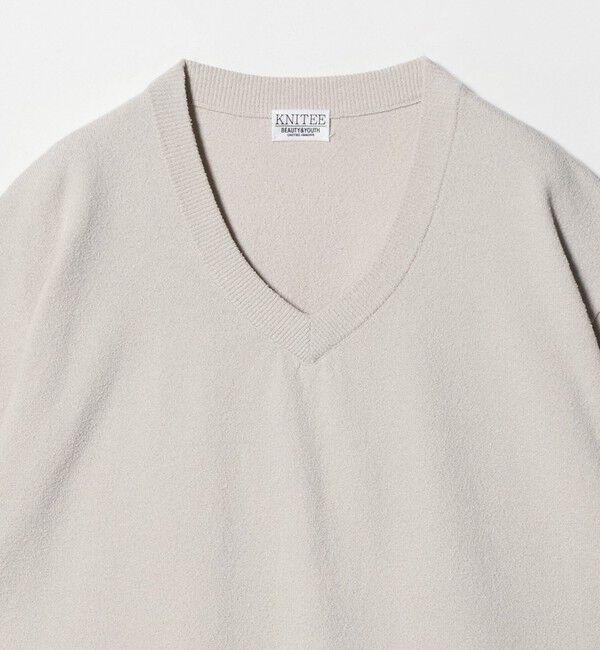 BEAUTY&YOUTH UNITED ARROWS「KNITEE クリンプコットン Vネック ニット Tシャツ ウォッシャブル」|ニット・セーター|