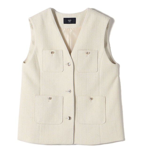 SHIPS Colors 「SHIPS Colors:ツイード Vネック ジレ2」|ベスト・ジレ|