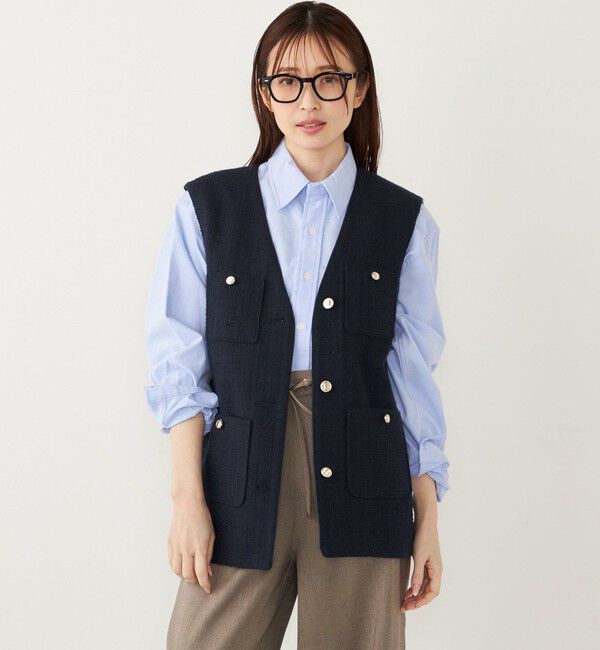 SHIPS Colors 「SHIPS Colors:ツイード Vネック ジレ2」|ベスト・ジレ|