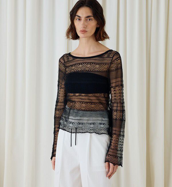 DES PRES「レースステッチ バックネックプルオーバー」|ニット・セーター|