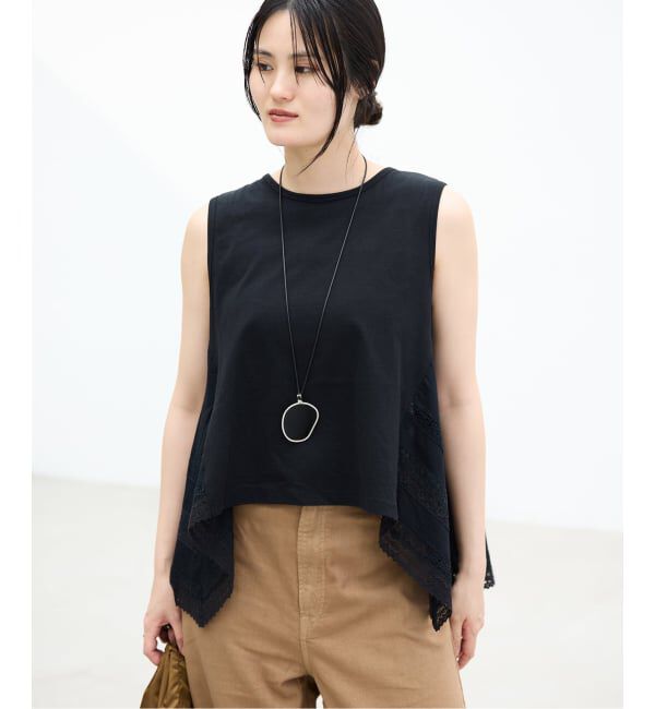 IENA「《予約》AAYUSHI/アユーシ バックスカーフノースリーブトップス SGN08111」|Tシャツ・カットソー|ブラック