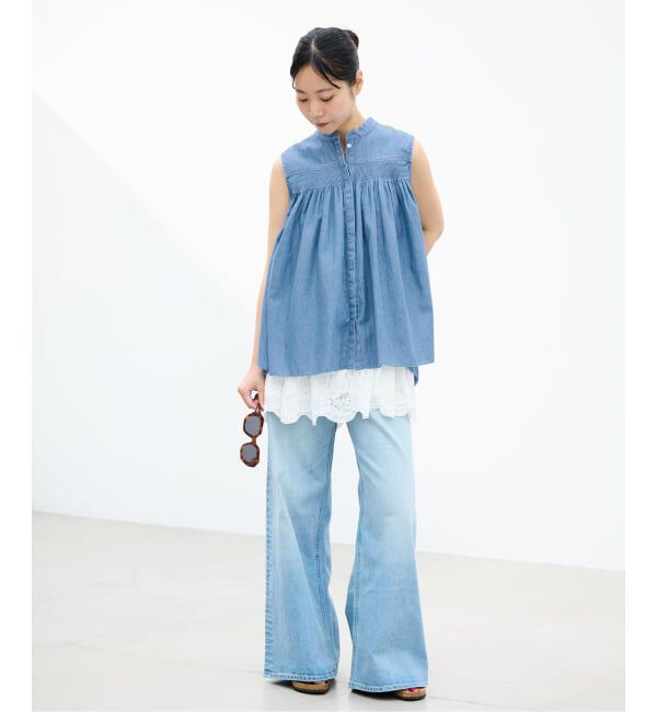 IENA「《予約》AAYUSHI/アユーシ デニムピンタックブラウス SGN070150」|シャツ・ブラウス|