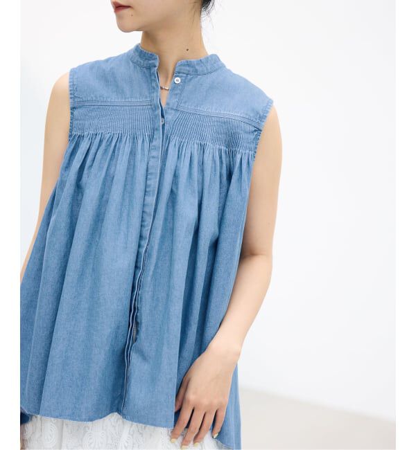 IENA「《予約》AAYUSHI/アユーシ デニムピンタックブラウス SGN070150」|シャツ・ブラウス|
