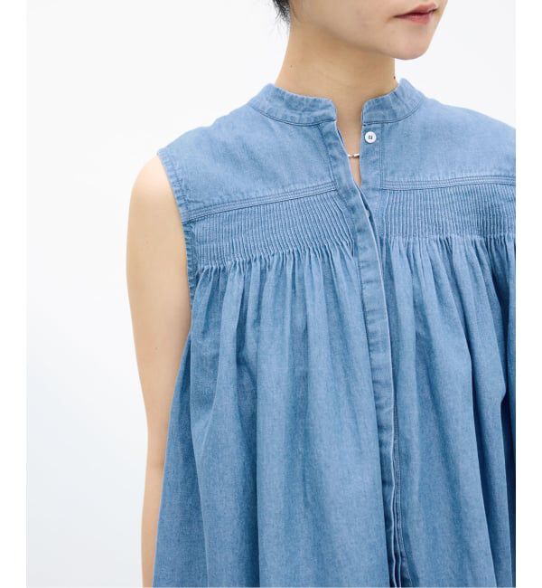 IENA「《予約》AAYUSHI/アユーシ デニムピンタックブラウス SGN070150」|シャツ・ブラウス|