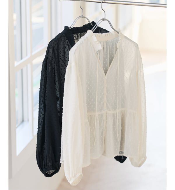 Spick and Span「《WEB限定》ドビードットフリルリボンブラウス」|シャツ・ブラウス|