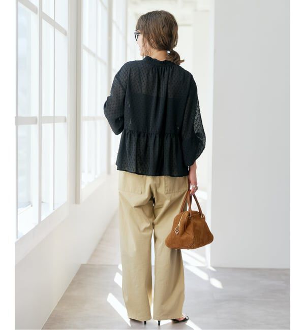 Spick and Span「《WEB限定》ドビードットフリルリボンブラウス」|シャツ・ブラウス|