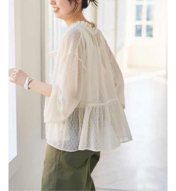 Spick and Span「《WEB限定》ドビードットフリルリボンブラウス」|シャツ・ブラウス|