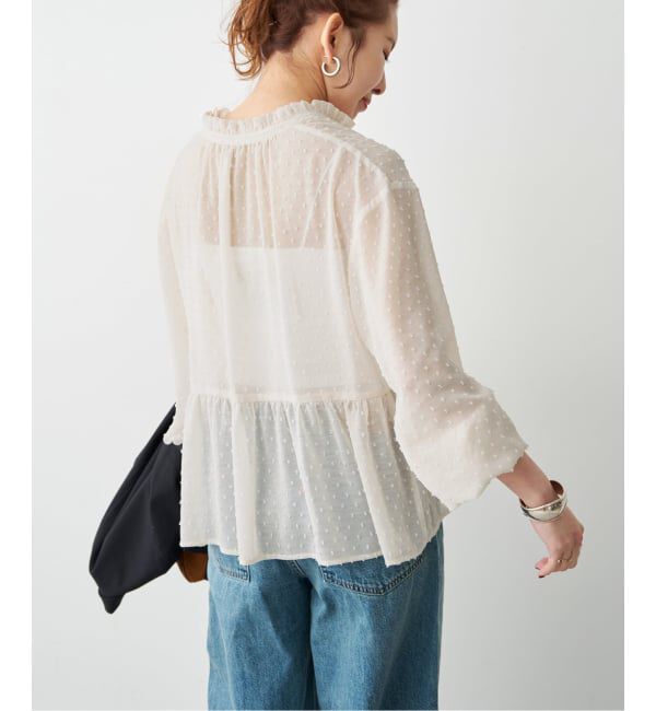 Spick and Span「《WEB限定》ドビードットフリルリボンブラウス」|シャツ・ブラウス|