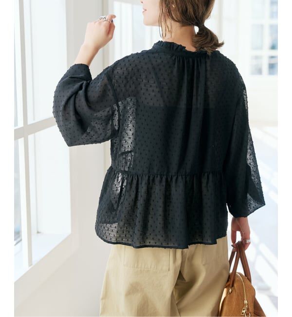 Spick and Span「《WEB限定》ドビードットフリルリボンブラウス」|シャツ・ブラウス|