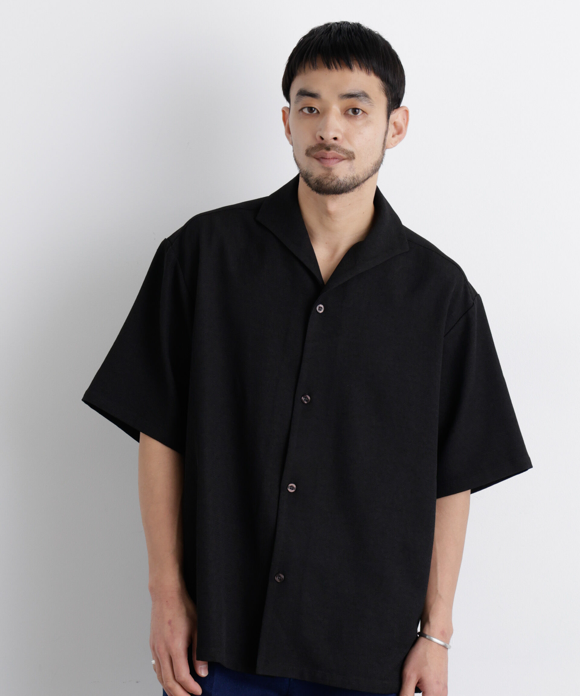 nano･universe「｢Meaningful Continuity｣coveross(R) EOS ﾎﾟﾘｴｽﾃﾙﾌﾞｯﾁｬｰｲﾀﾘｱﾝｶ」|シャツ・ブラウス|ブラック