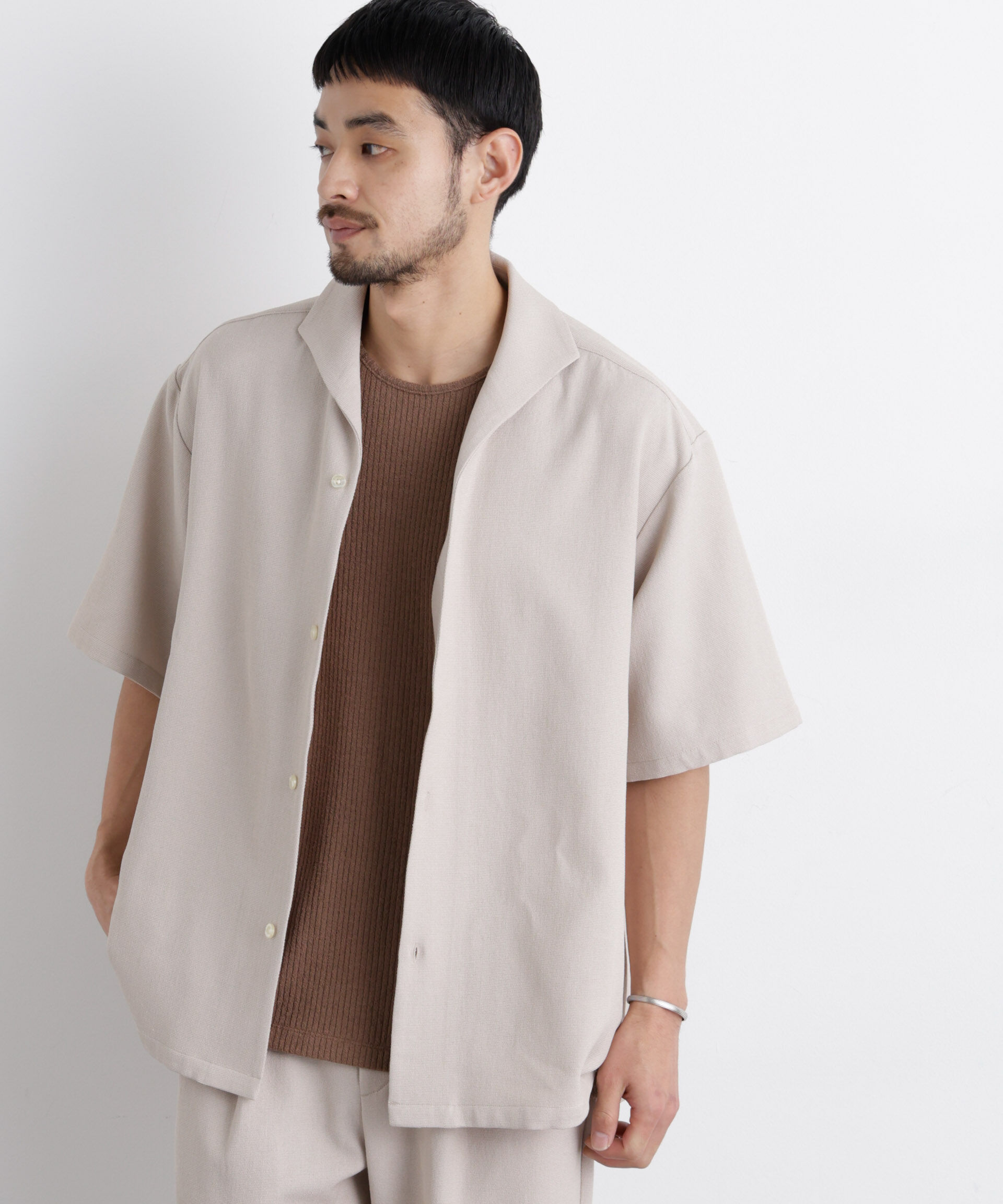 nano･universe「｢Meaningful Continuity｣coveross(R) EOS ﾎﾟﾘｴｽﾃﾙﾌﾞｯﾁｬｰｲﾀﾘｱﾝｶ」|シャツ・ブラウス|ベージュ