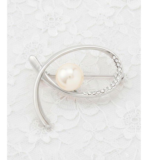 ANY SIS「ジュエルラインパール調 ブローチ」|ブローチ・コサージュ|シルバー