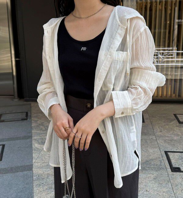 fredy emue「リネン混楊柳フーディシャツ」|シャツ・ブラウス|