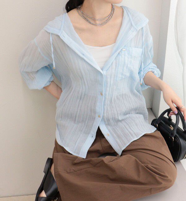 fredy emue「リネン混楊柳フーディシャツ」|シャツ・ブラウス|