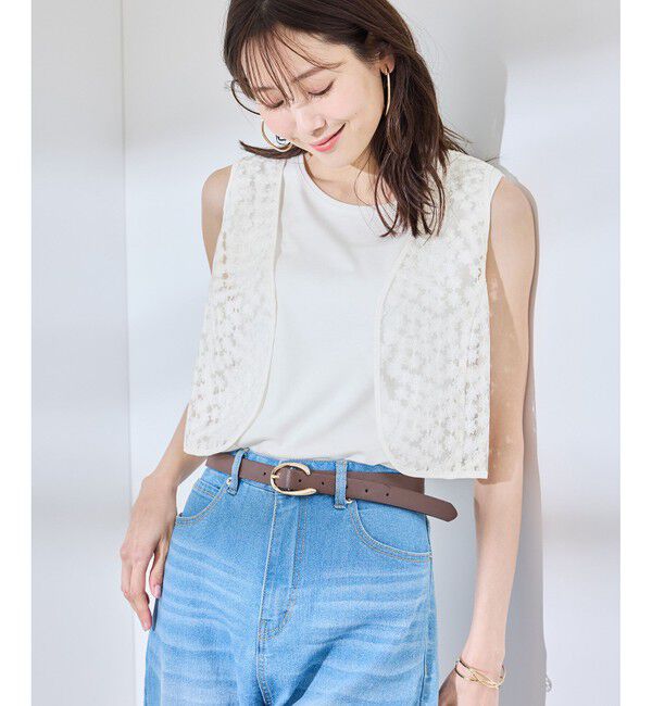 Rope&rsquo;Picnic「フラワーレースベスト」|ベスト・ジレ|