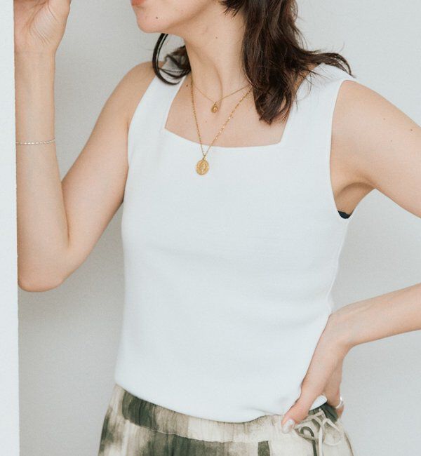  「予約【接触冷感機能付き】クールタッチ2wayニットタンクトップ」|ニット・セーター|オフホワイト