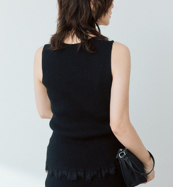  「予約【セットアップ対応可】レースヘムスリーブレスニット」|ニット・セーター|