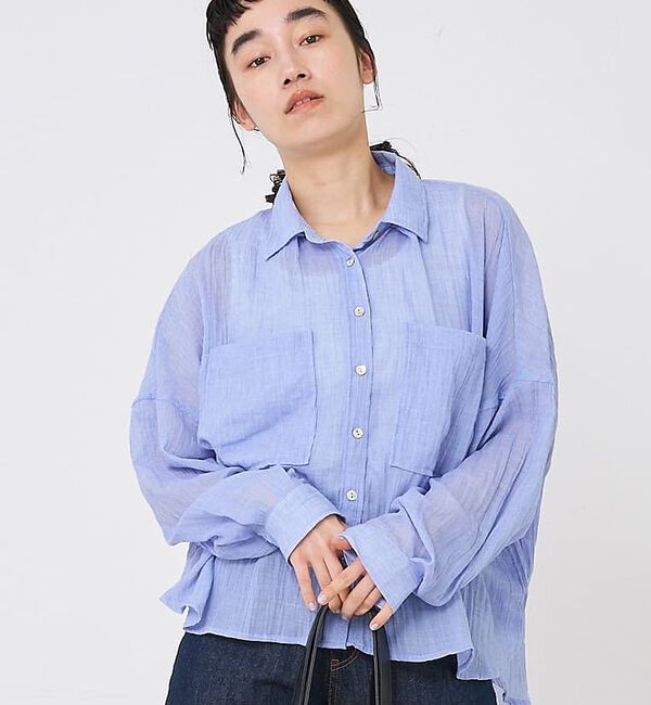 collex「シアーガーゼシャツ【予約】」|シャツ・ブラウス|ライトブルー