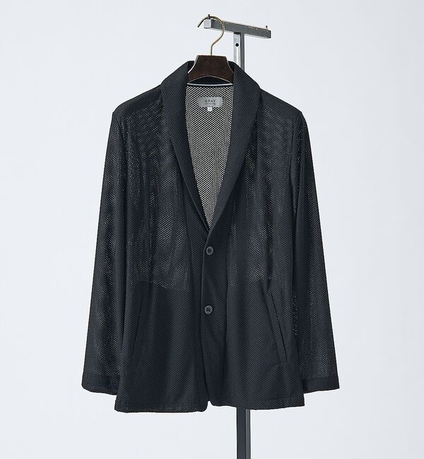 ABAHOUSE「【接触冷感】ハニカムメッシュ ショールブルゾン/ジャケット【予約】」|ブルゾン・スタジャン|