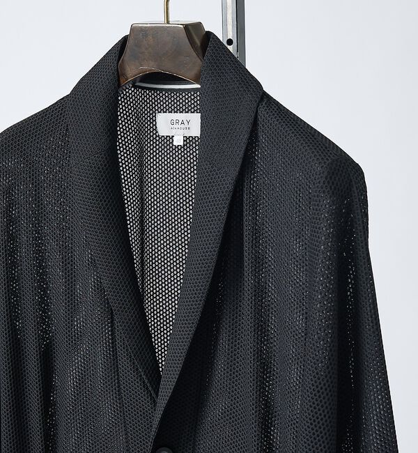 ABAHOUSE「【接触冷感】ハニカムメッシュ ショールブルゾン/ジャケット【予約】」|ブルゾン・スタジャン|