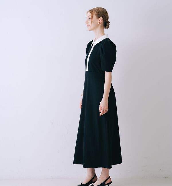 SELFIST「衿配色フロントジップフレアワンピース」|ワンピース|