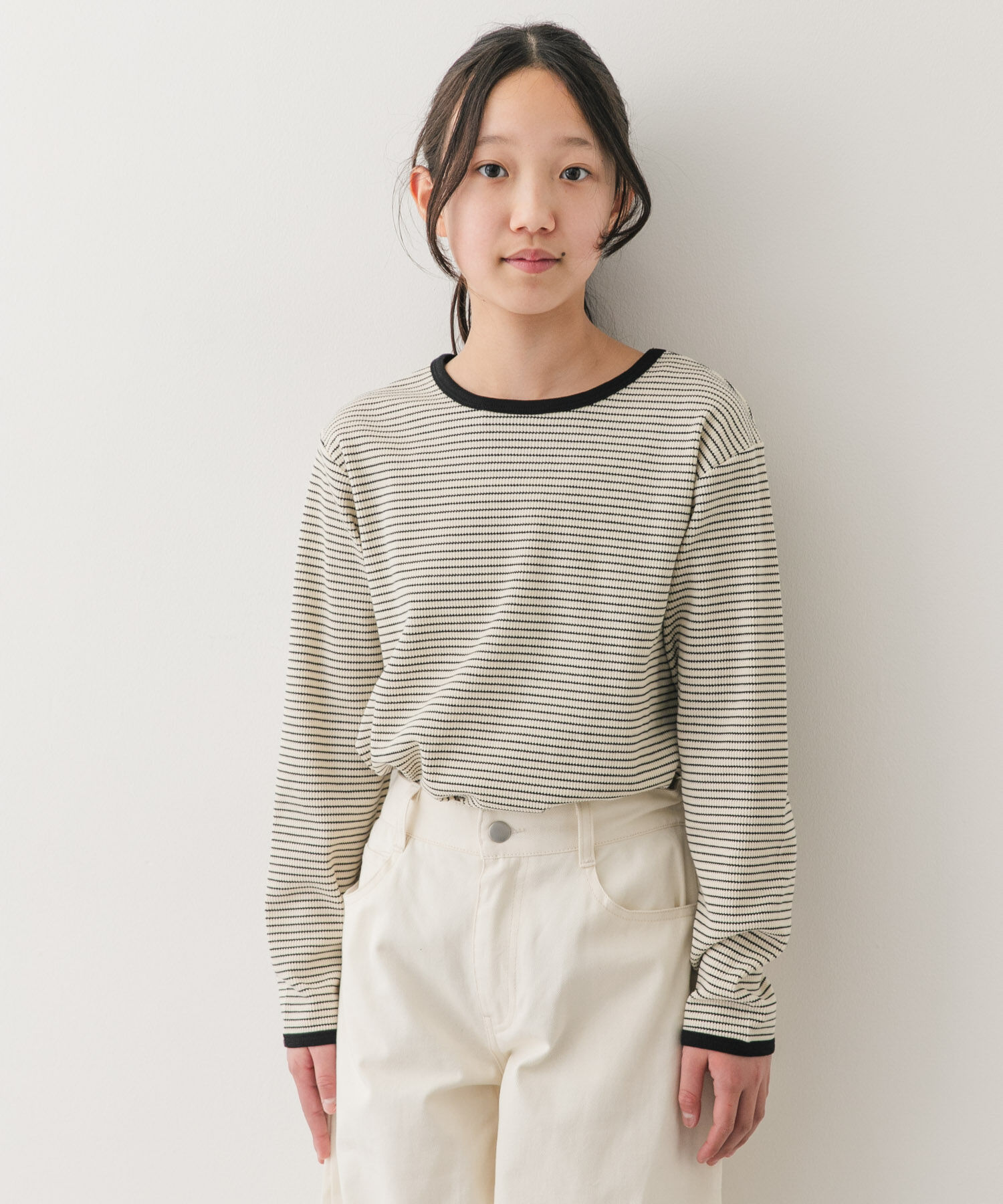 URBAN RESEARCH DOORS「『150サイズ』ワッフルパイピングロングスリーブTシャツ(KIDS)」|その他|ブラック系その他
