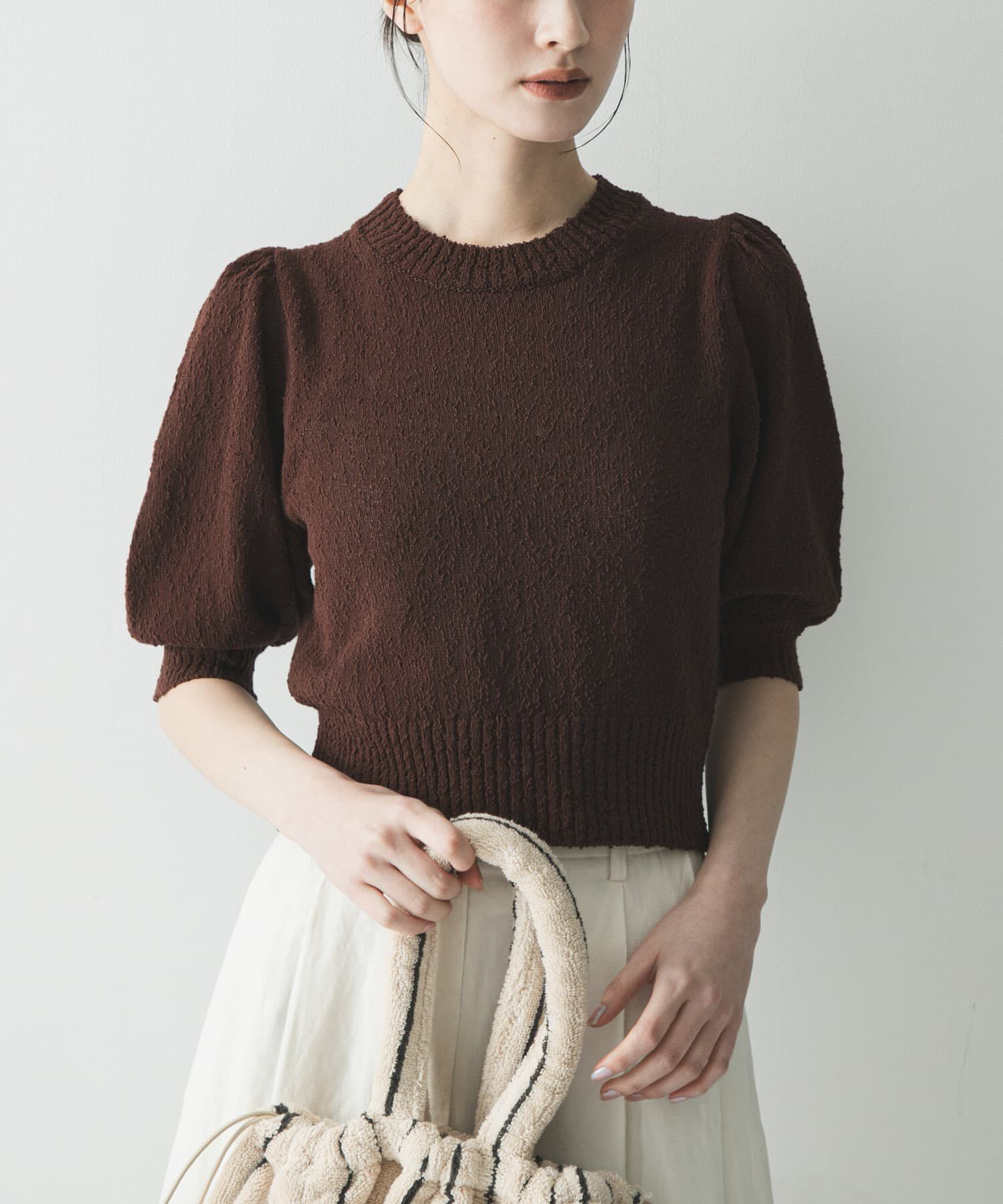 URBAN RESEARCH「ボリューム袖ショート丈ニット」|ニット・セーター|ブラウン