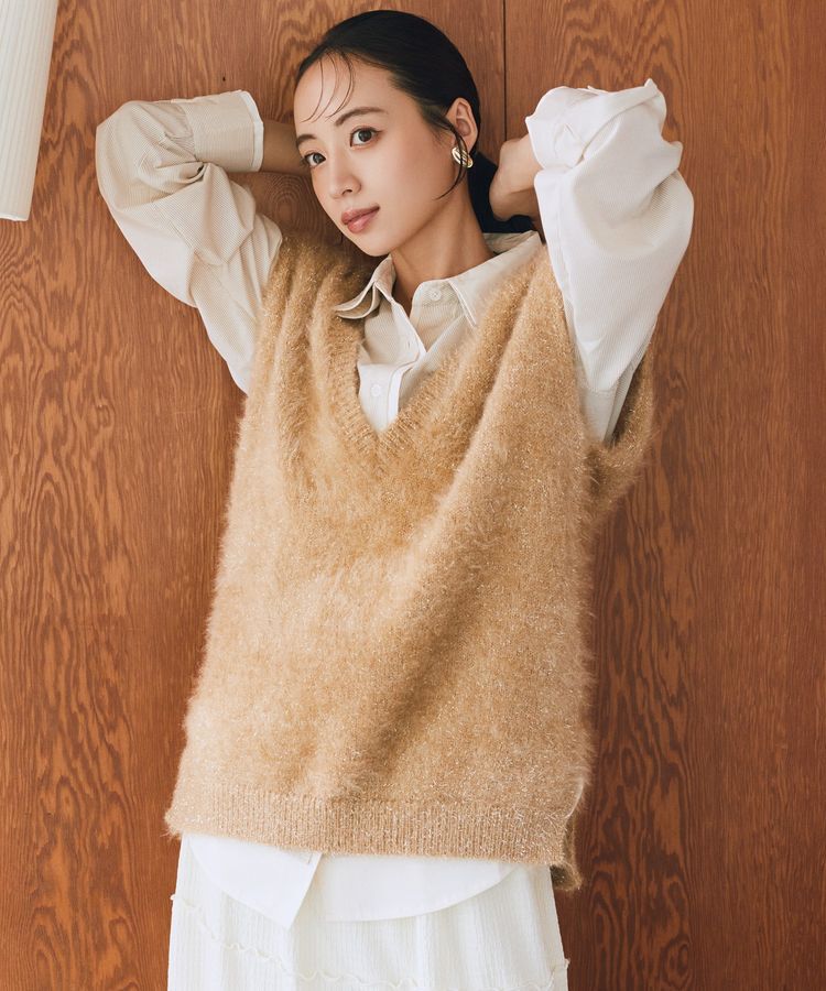 earth music&ecology「キャットライクヤーンニットベスト」|ベスト・ジレ|